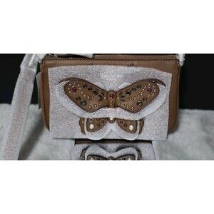 Coach Brown Butterfly Large 19 Wristlet Stud Rivets -nwt